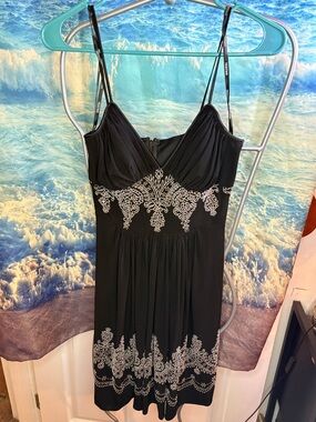 Night Way Collections Black Cocktail Dress with Silver Embroidered Waist